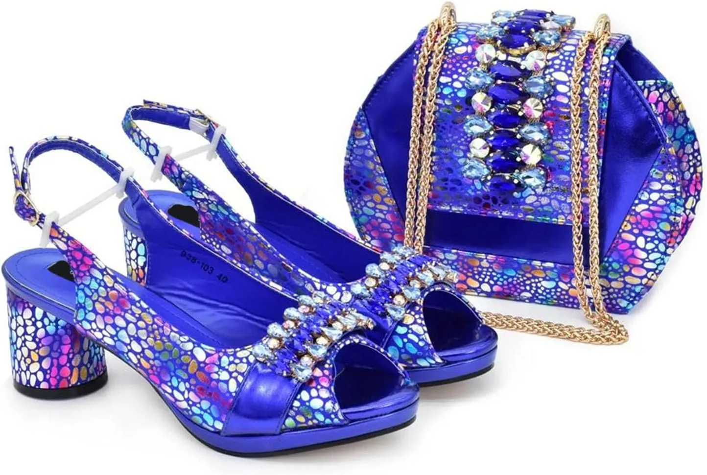 Women's Italian Rhinestone Bridal Set - Luxury Heel Pumps & Matching Wedding Clutch