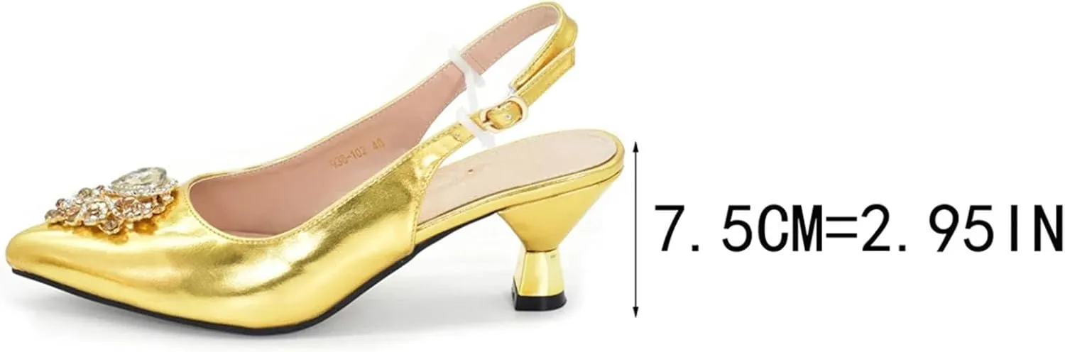 Women's Italian Wedding Shoe & Bag Set - Designer Pointed Toe Party Pumps & Matching Clutch