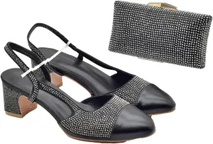 Women's Italian Wedding Shoe & Bag Set - Elegant Rhinestone Party Collection