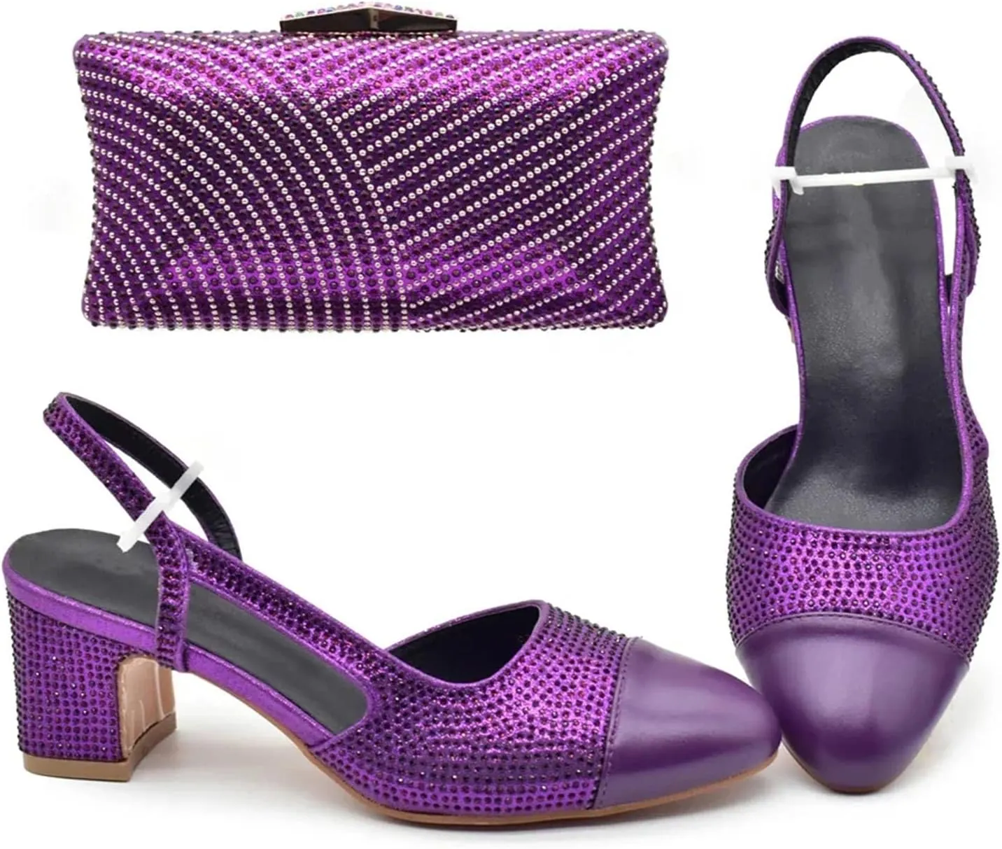 Women's Italian Wedding Shoe & Bag Set - Elegant Rhinestone Party Collection