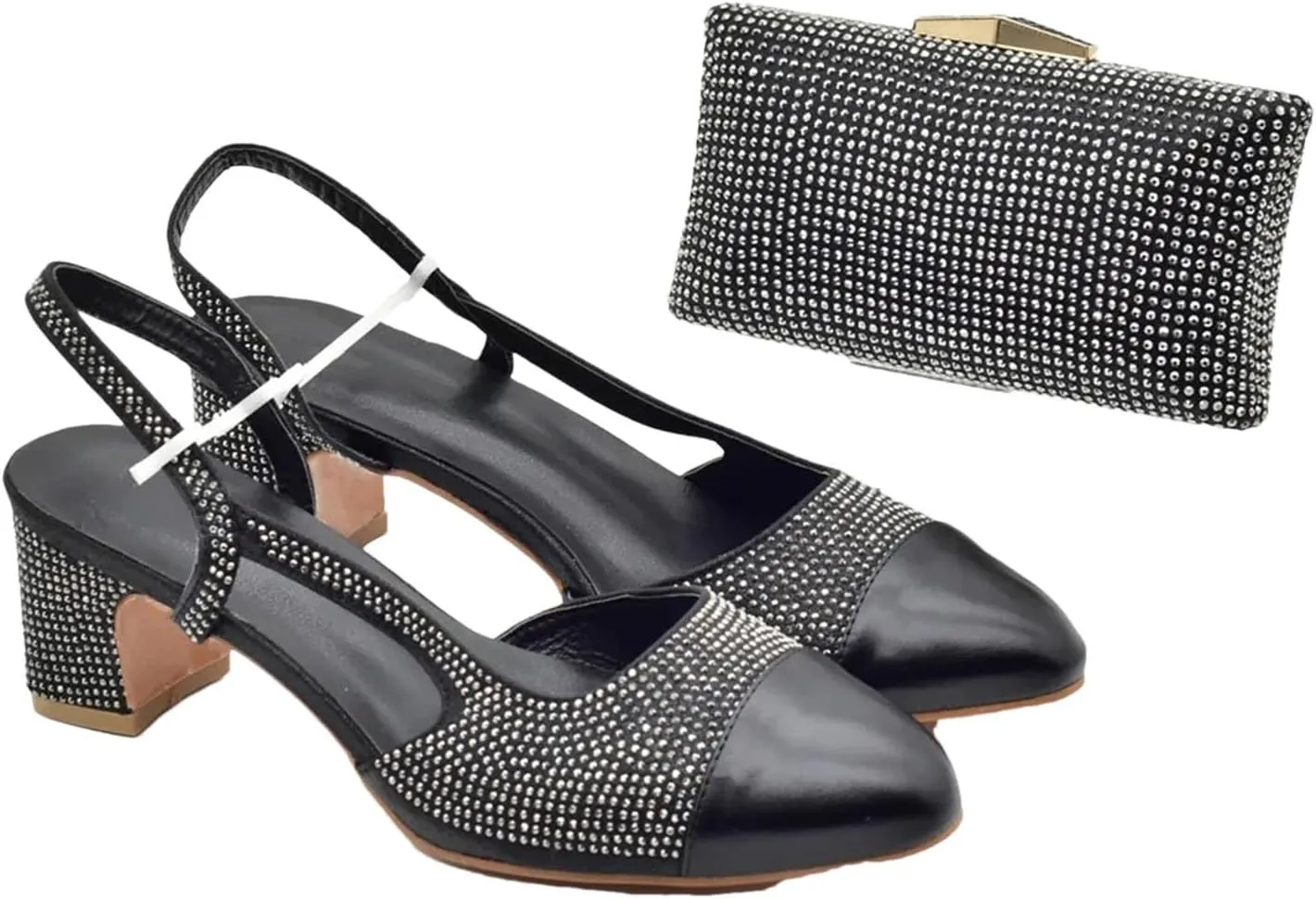 Women's Italian Wedding Shoe & Bag Set - Elegant Rhinestone Party Collection
