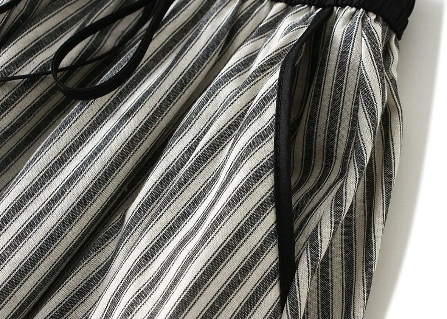Women's Lantern Midi Skirt A-Line Striped High Waist Skirts Pleated Flowy Summer Beach Skirt