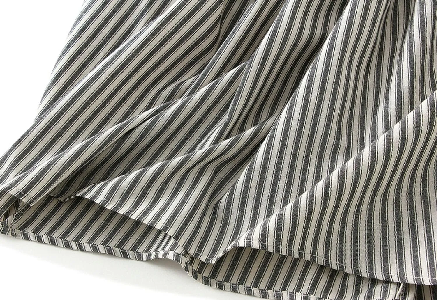 Women's Lantern Midi Skirt A-Line Striped High Waist Skirts Pleated Flowy Summer Beach Skirt