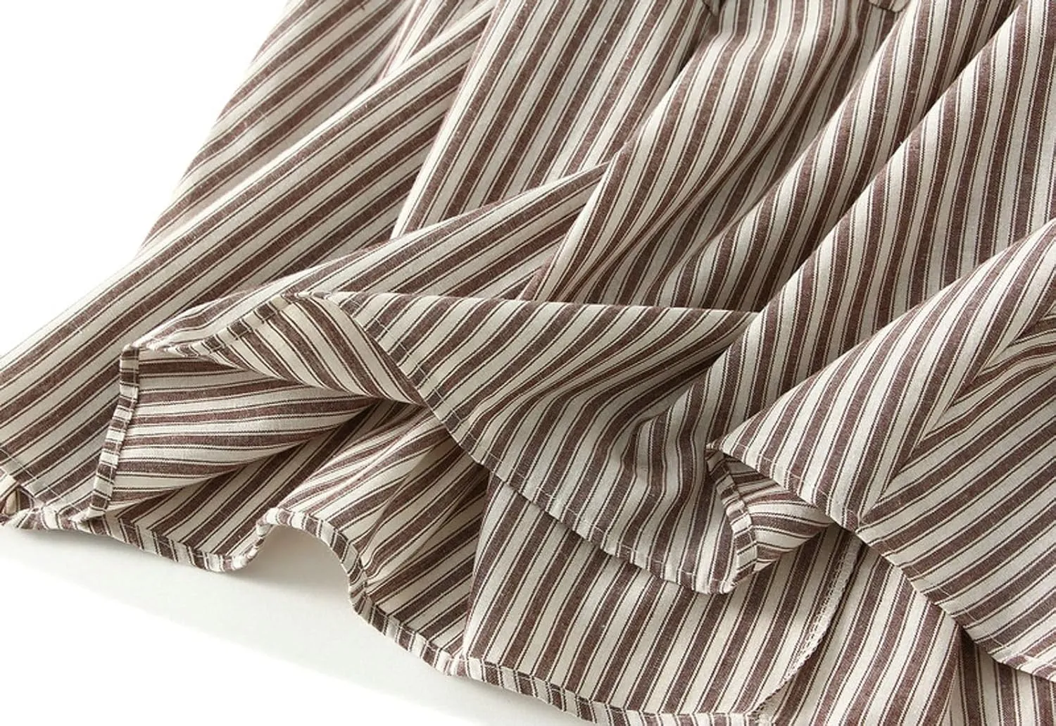 Women's Lantern Midi Skirt A-Line Striped High Waist Skirts Pleated Flowy Summer Beach Skirt