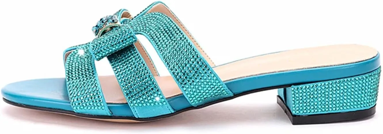 Women's Luxury Shoes Bag Set Crystal Wallet Plus Size Bow Flat Heel Sandals Italian Design Dinner Slippers Clutch Bag