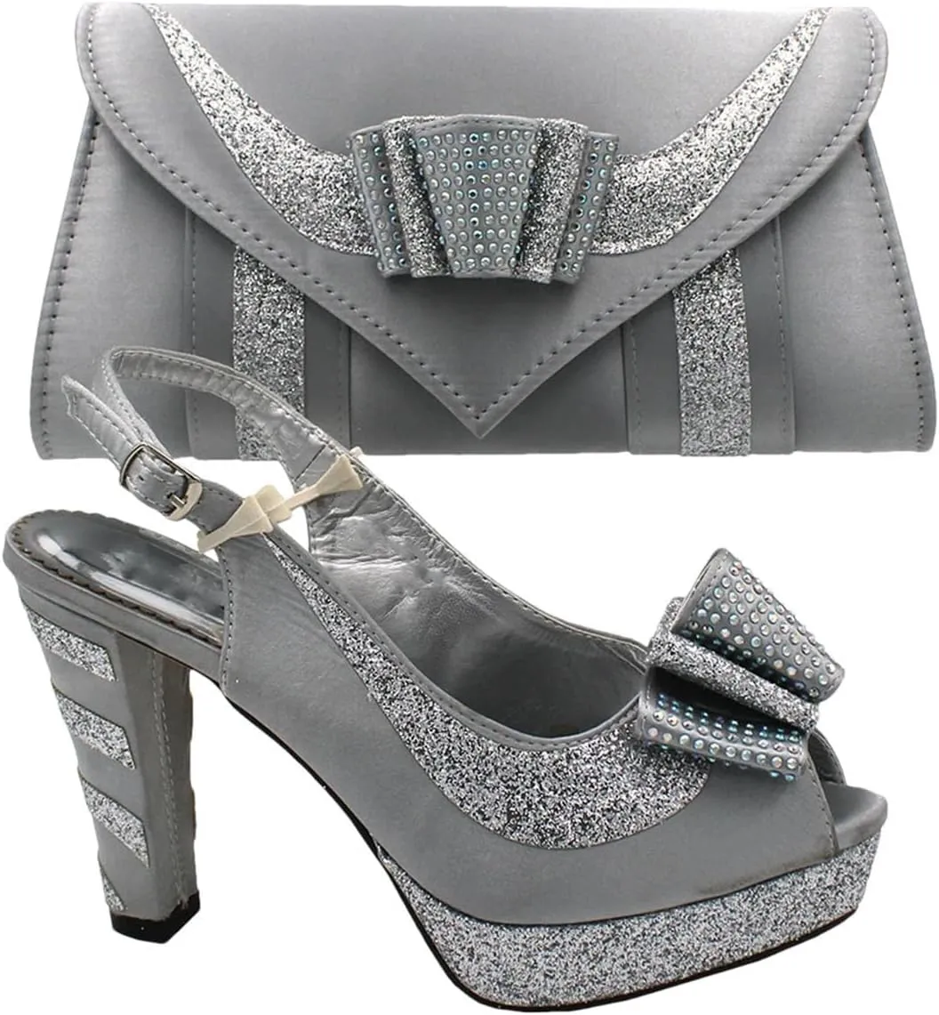 Women's Magenta Spring Bridal Set - High Heel Slingbacks & Floral Clutch for African Garden Weddings