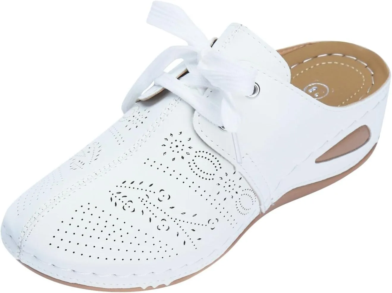 Women's Mules & Clogs Comfortable Arch Support Closed Toe Sandals Lace Up Backless Low Wedges Slip on Shoes Hollow Out Breathable Platform Sandals Slippers