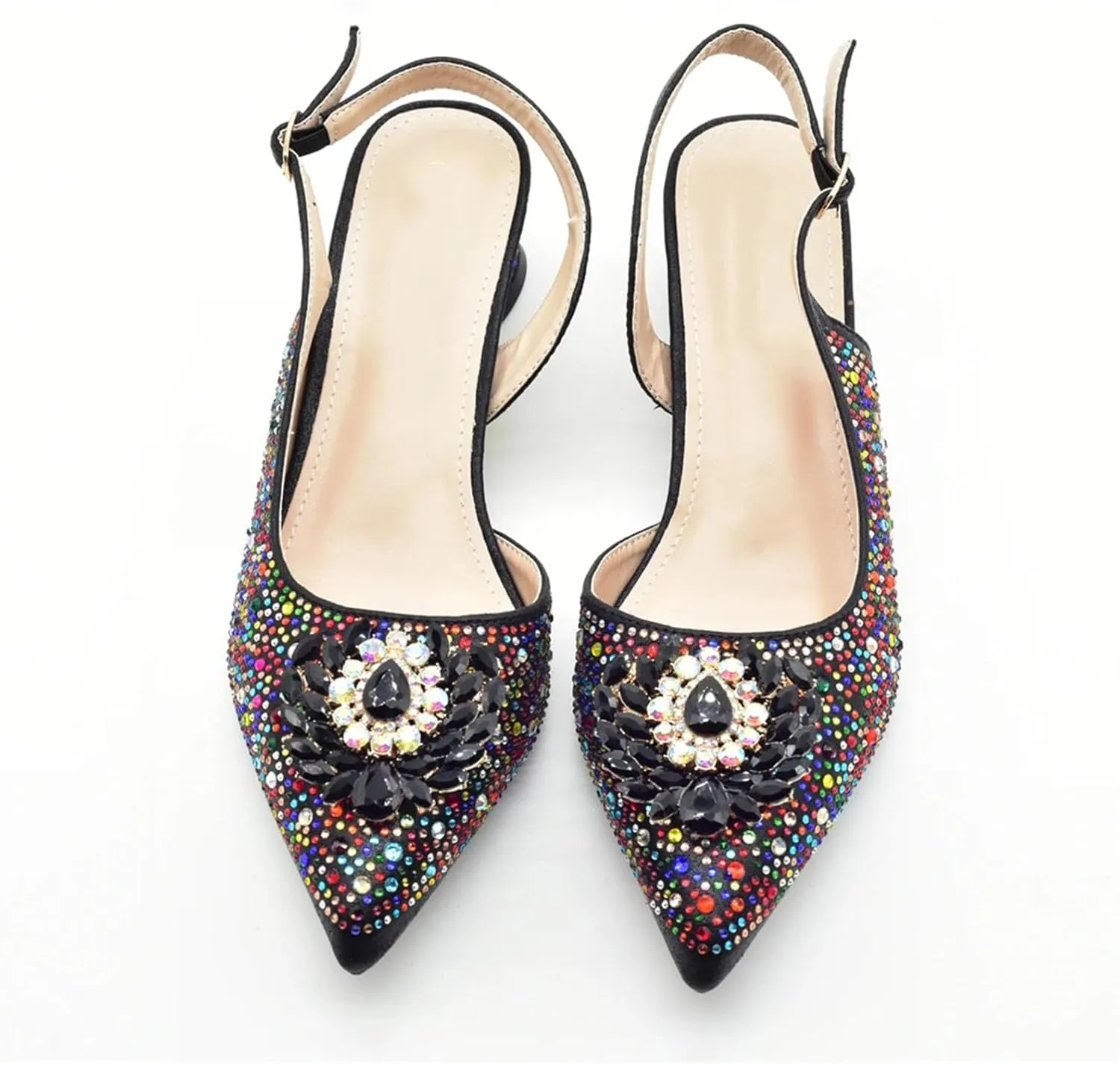 Women's Nigerian Full-Rhinestone Bridal Set - Italian Party Pumps & Matching Clutch Bag