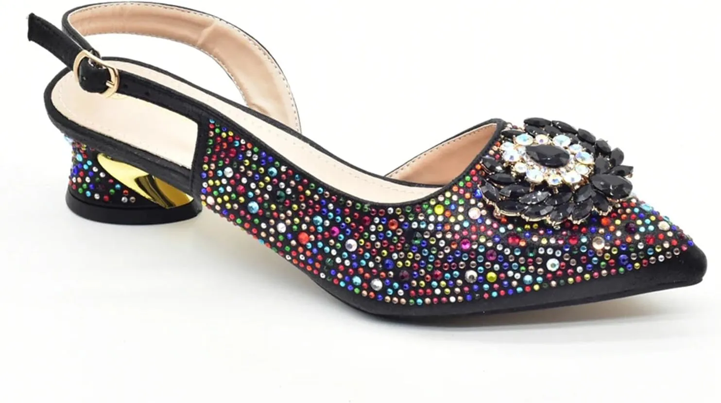 Women's Nigerian Full-Rhinestone Bridal Set - Italian Party Pumps & Matching Clutch Bag