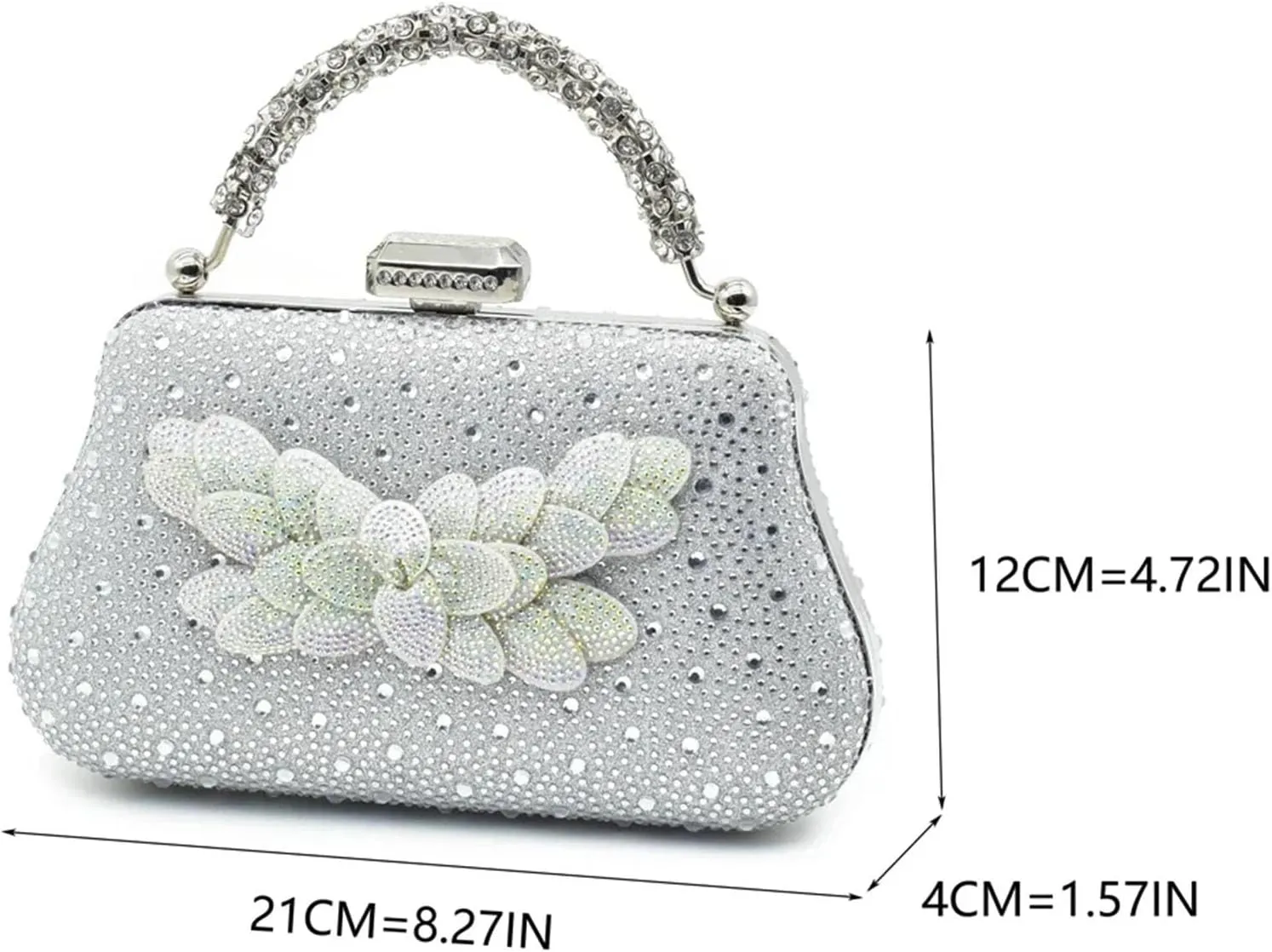 Women's Nigerian Full-Rhinestone Bridal Set - Pointed Toe High Heels & Clutch Bag