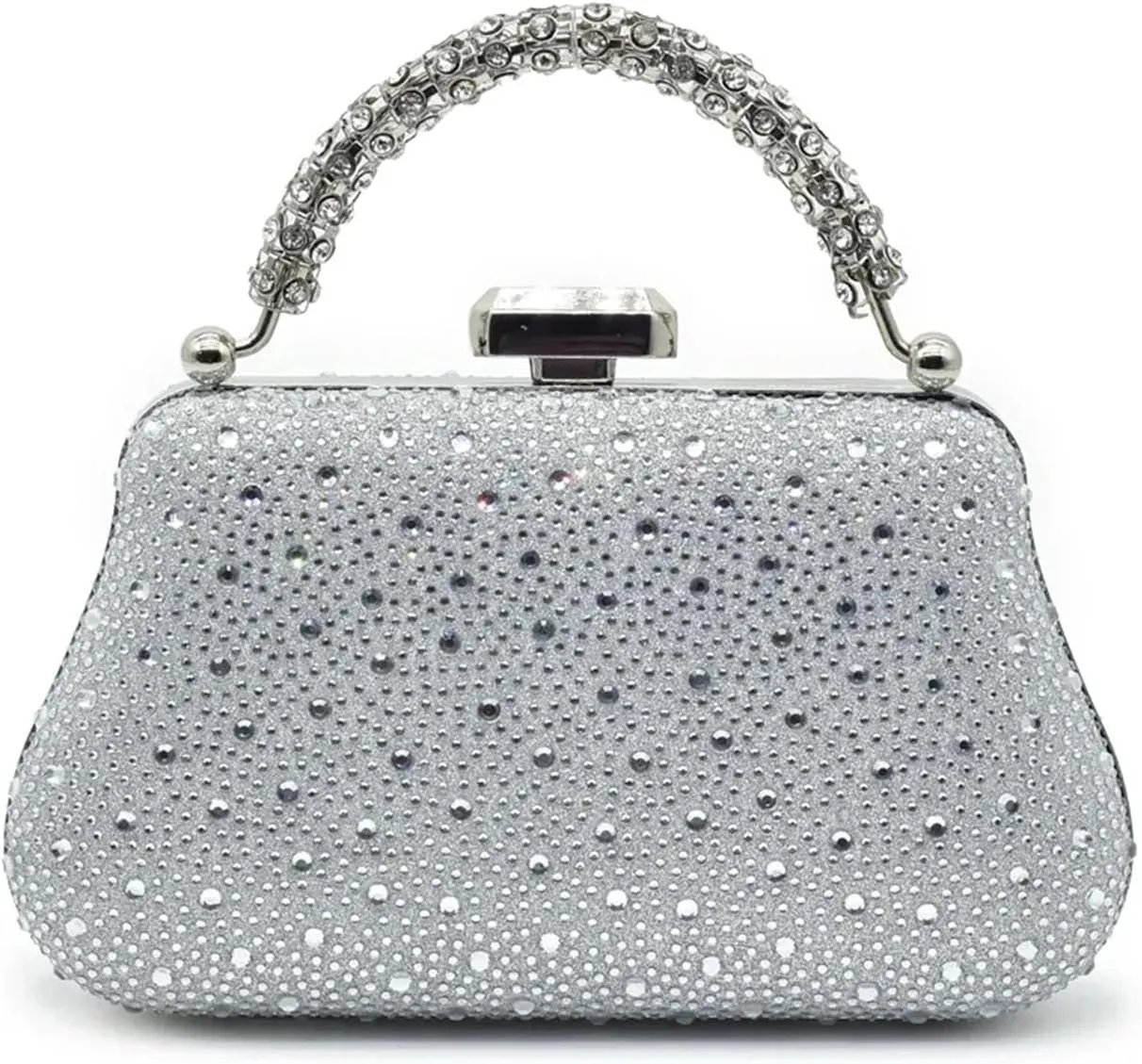 Women's Nigerian Full-Rhinestone Bridal Set - Pointed Toe High Heels & Clutch Bag