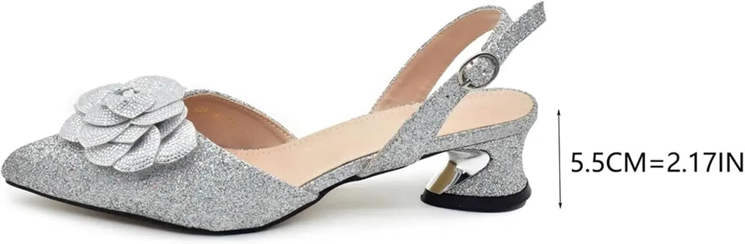 Women's Nigerian-Italian Luxury Bridal Set - Rhinestone-Embellished Pumps & Wedding Bag