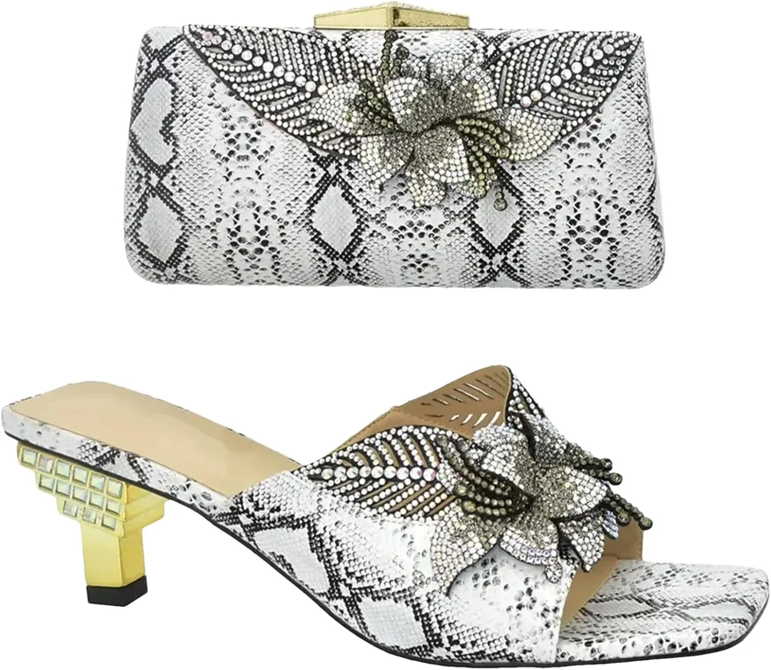 Women's Nigerian-Italian Monochrome Set - Matte Black Leather Pumps & Structured Minimalist Clutch for Sophisticated Weddings