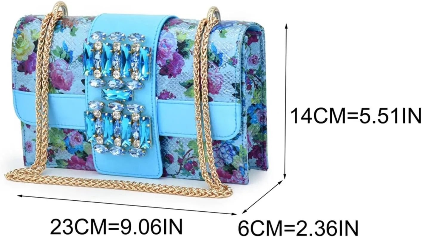 Women's Nigerian-Italian Party Set - Rhinestone-Embellished Pumps & Clutch Bag