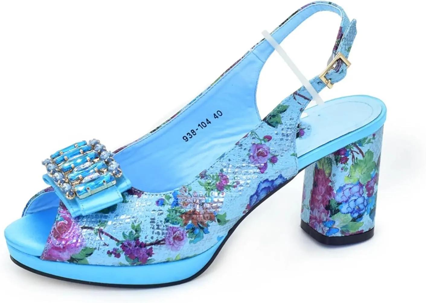Women's Nigerian-Italian Party Set - Rhinestone-Embellished Pumps & Clutch Bag