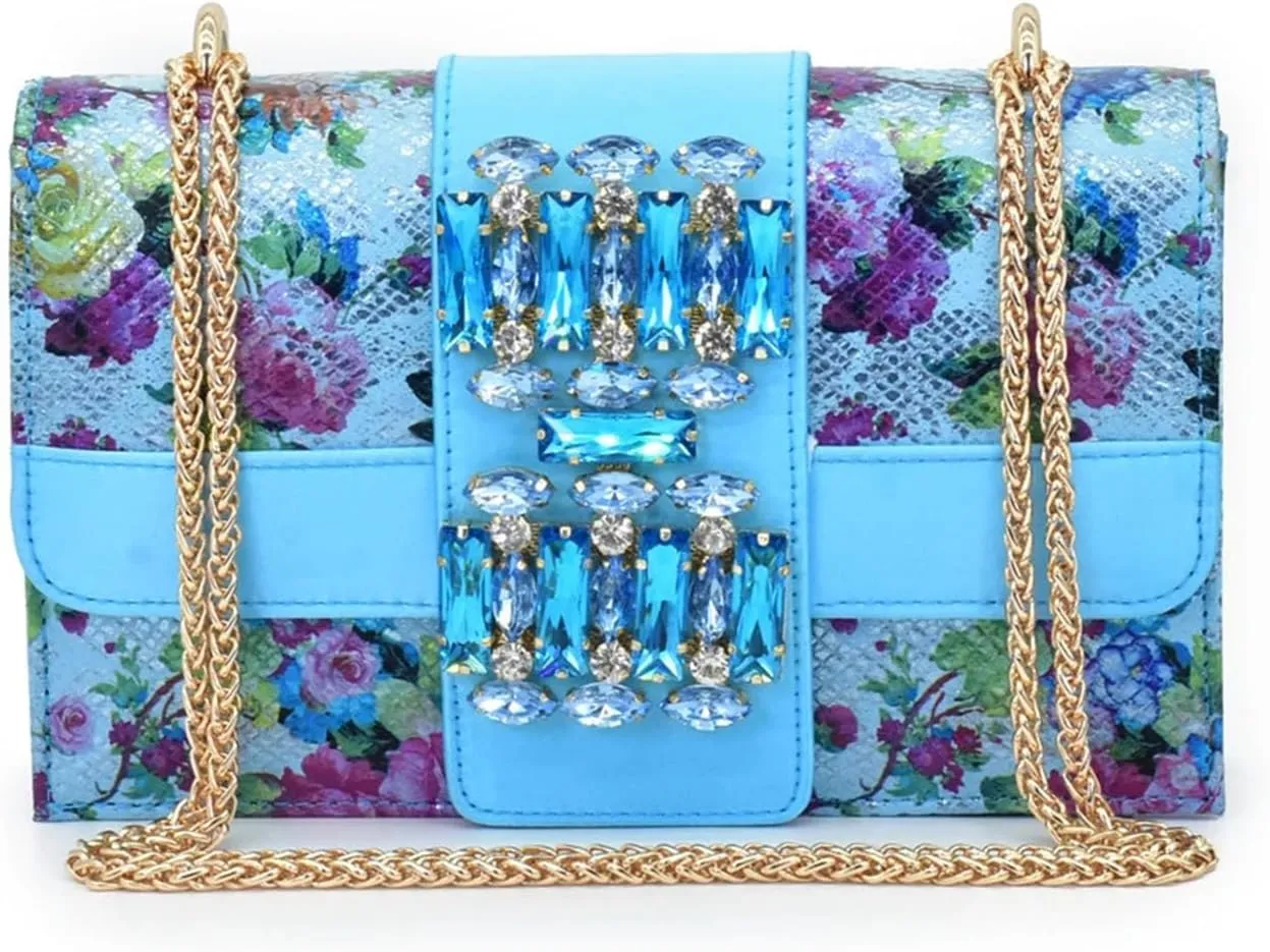 Women's Nigerian-Italian Party Set - Rhinestone-Embellished Pumps & Clutch Bag