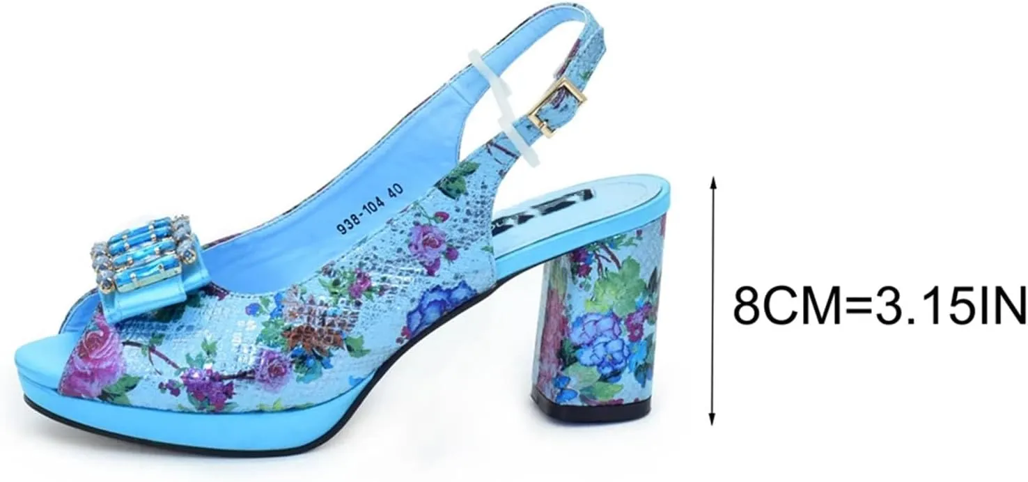 Women's Nigerian-Italian Party Set - Rhinestone-Embellished Pumps & Clutch Bag