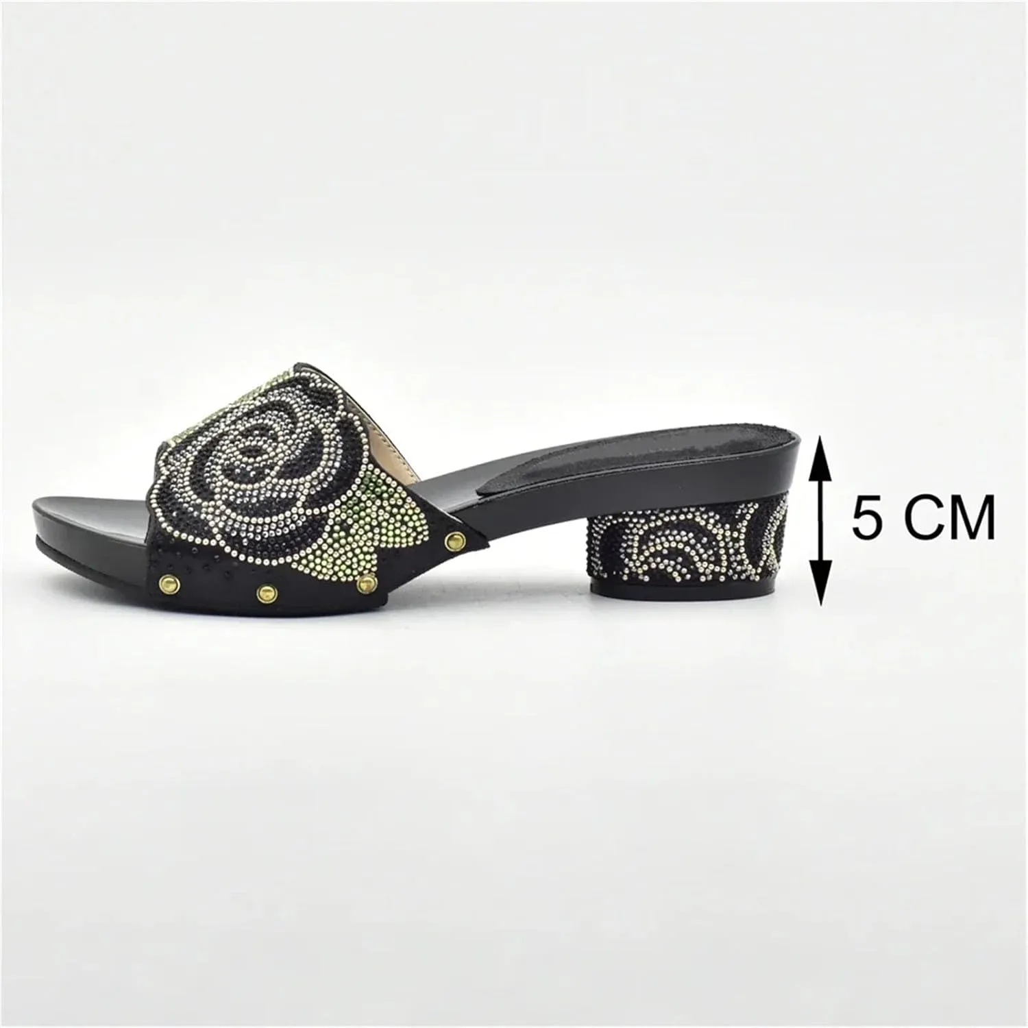 Women's Nigerian-Italian Wedding Set - Slip-On Rhinestone Pumps & Clutch for Nigerian Bridal Celebrations