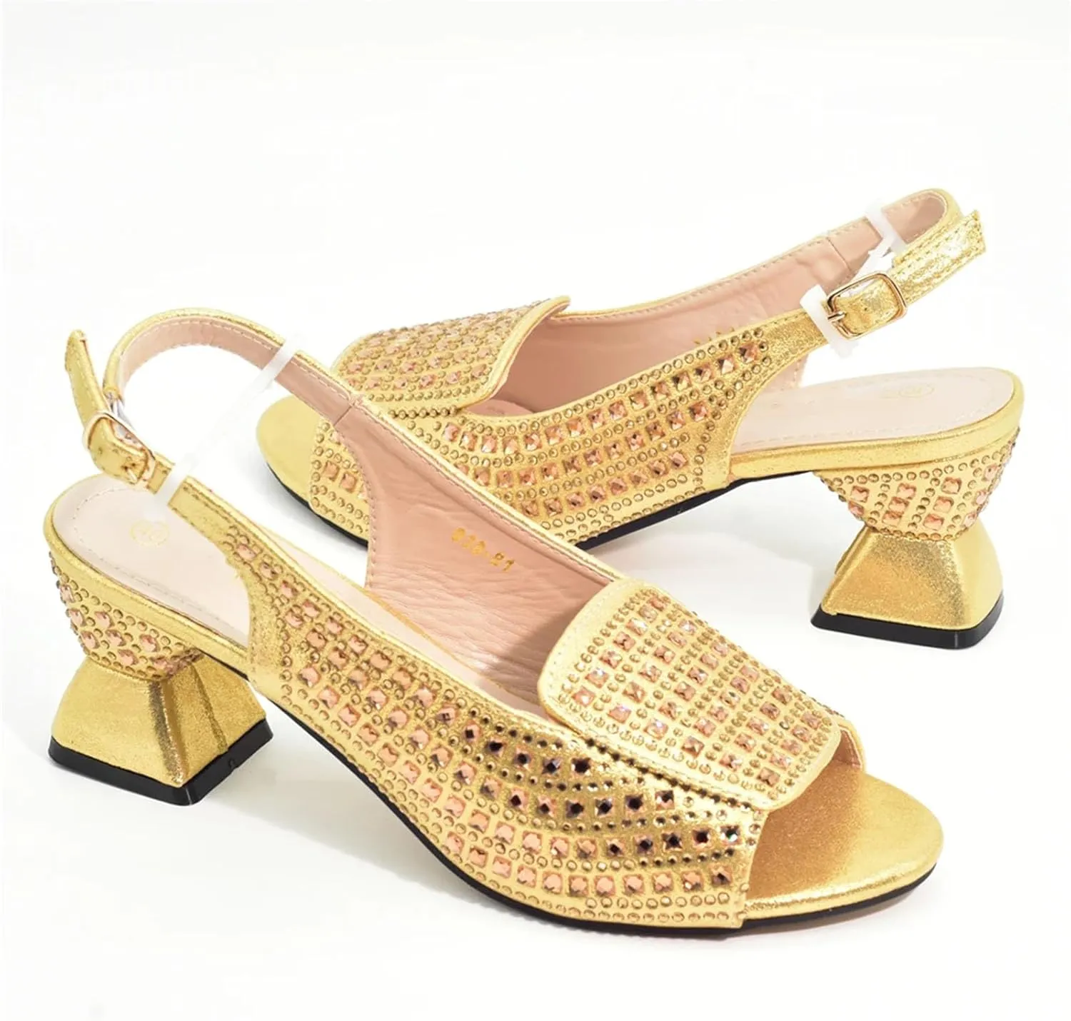Women's Nigerian Luxury Bridal Set - Crystal-Embellished Shoes & Italian Clutch Bag