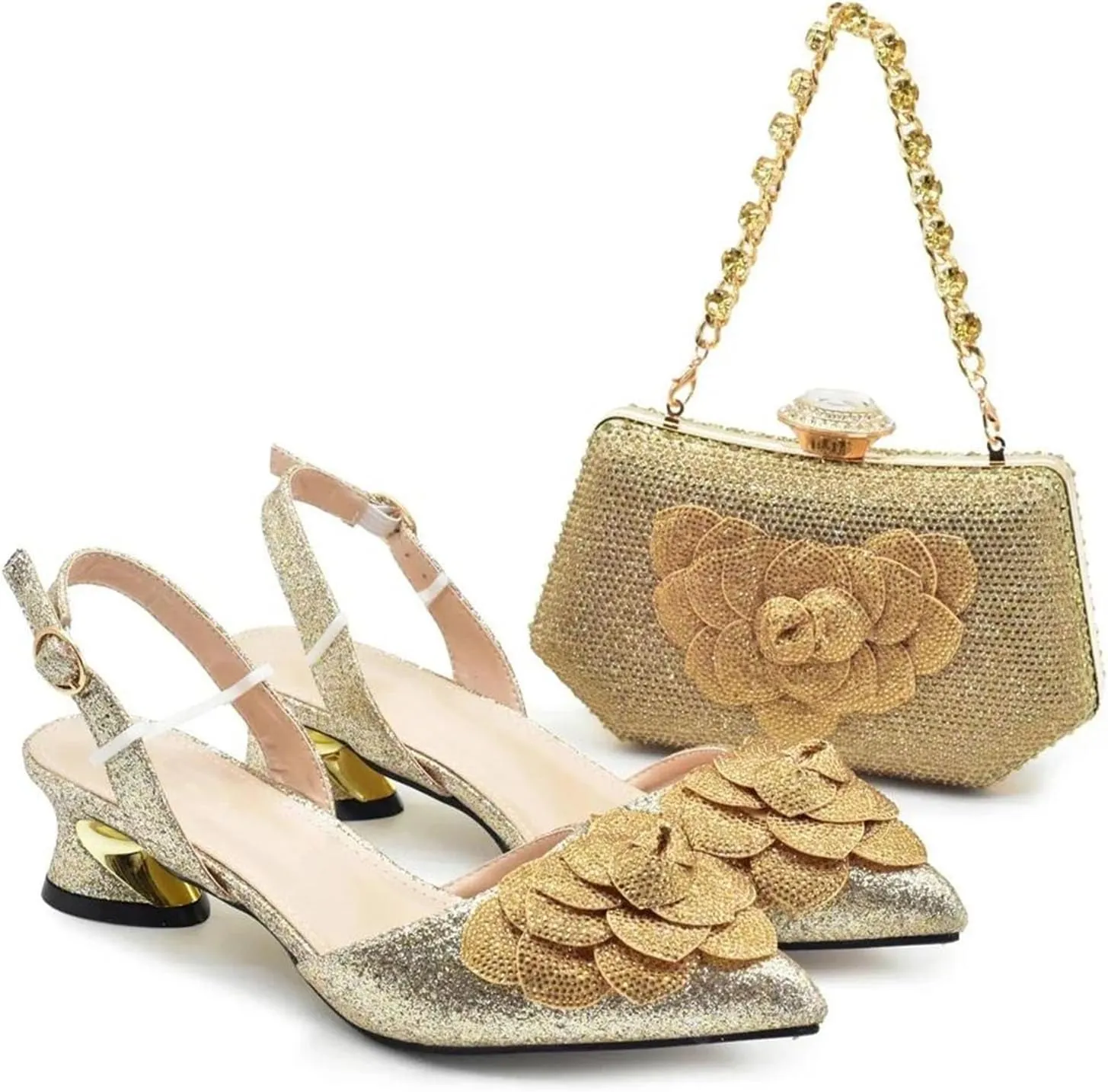 Women's Nigerian Party Set - Italian Rhinestone Heels & Handbag for Weddings