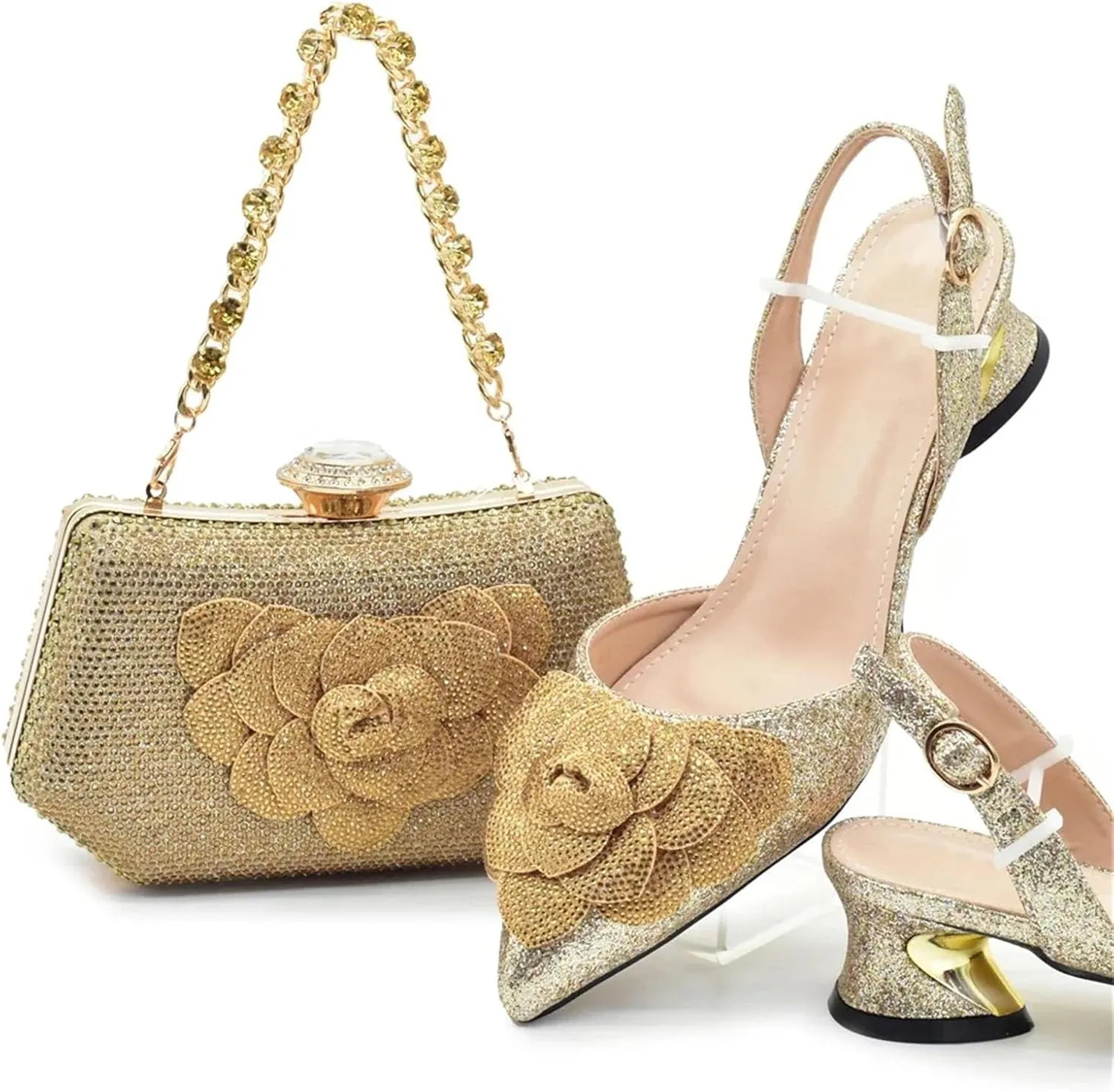 Women's Nigerian Party Set - Italian Rhinestone Heels & Handbag for Weddings