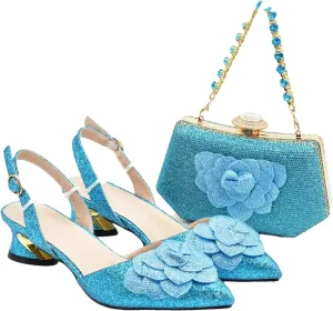 Women's Nigerian Party Set - Italian Rhinestone Heels & Handbag for Weddings