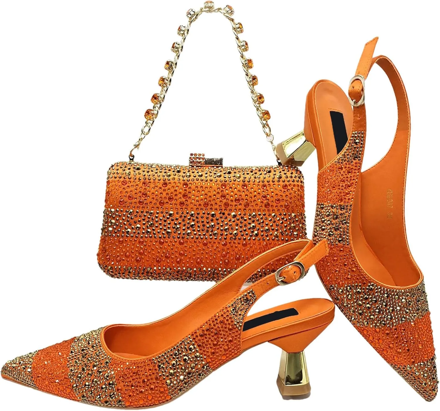 Women's Nigerian Rhinestone Heels & Clutch - Party Wedding Set