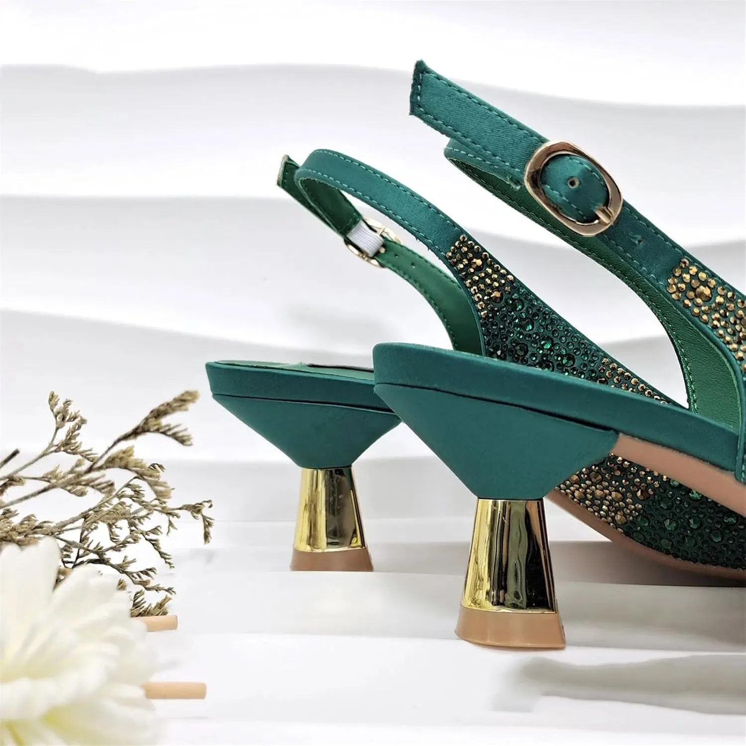 Women's Nigerian Rhinestone Heels & Clutch - Party Wedding Set
