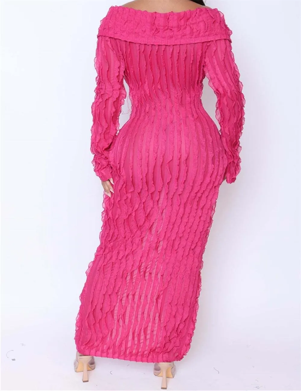 Women's Off Shoulder Button Down Ruched Bodycon Maxi Club Party Dress