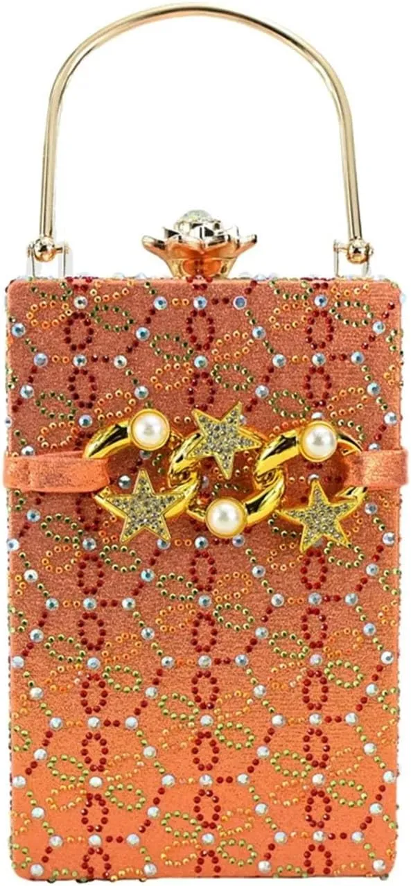 Women's Orange Crystal Italian Low Heel Set - Sweet Comfortable Wedding Attire