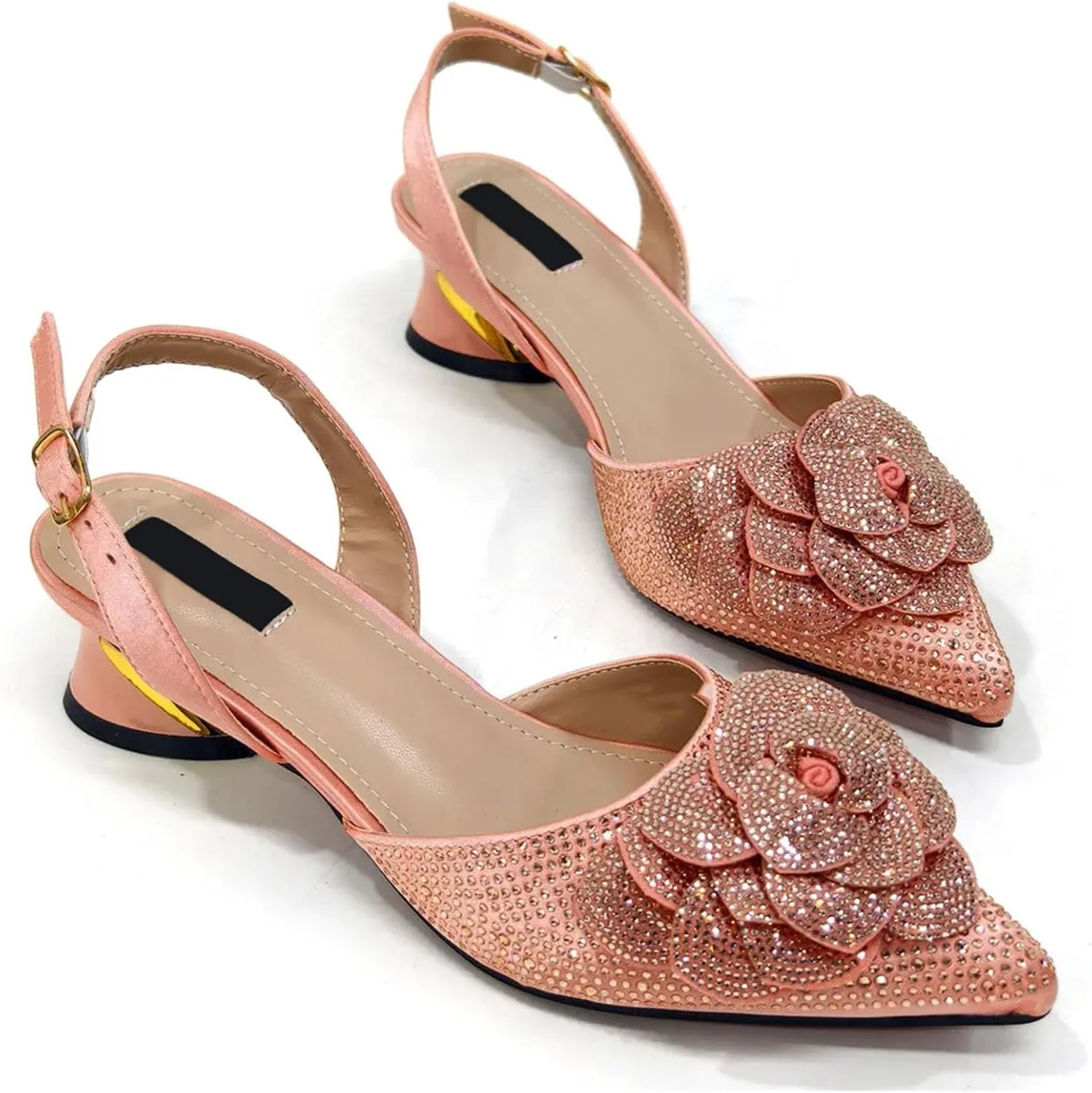 Women's Peach Knot Bridal Set - Pearl-Embellished Pumps & Durable Clutch for Nigerian Wedding Receptions