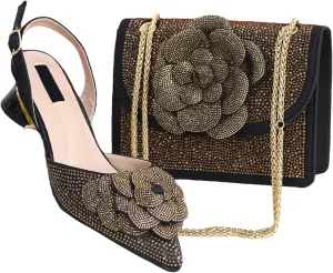 Women's Peach Knot Bridal Set - Pearl-Embellished Pumps & Durable Clutch for Nigerian Wedding Receptions