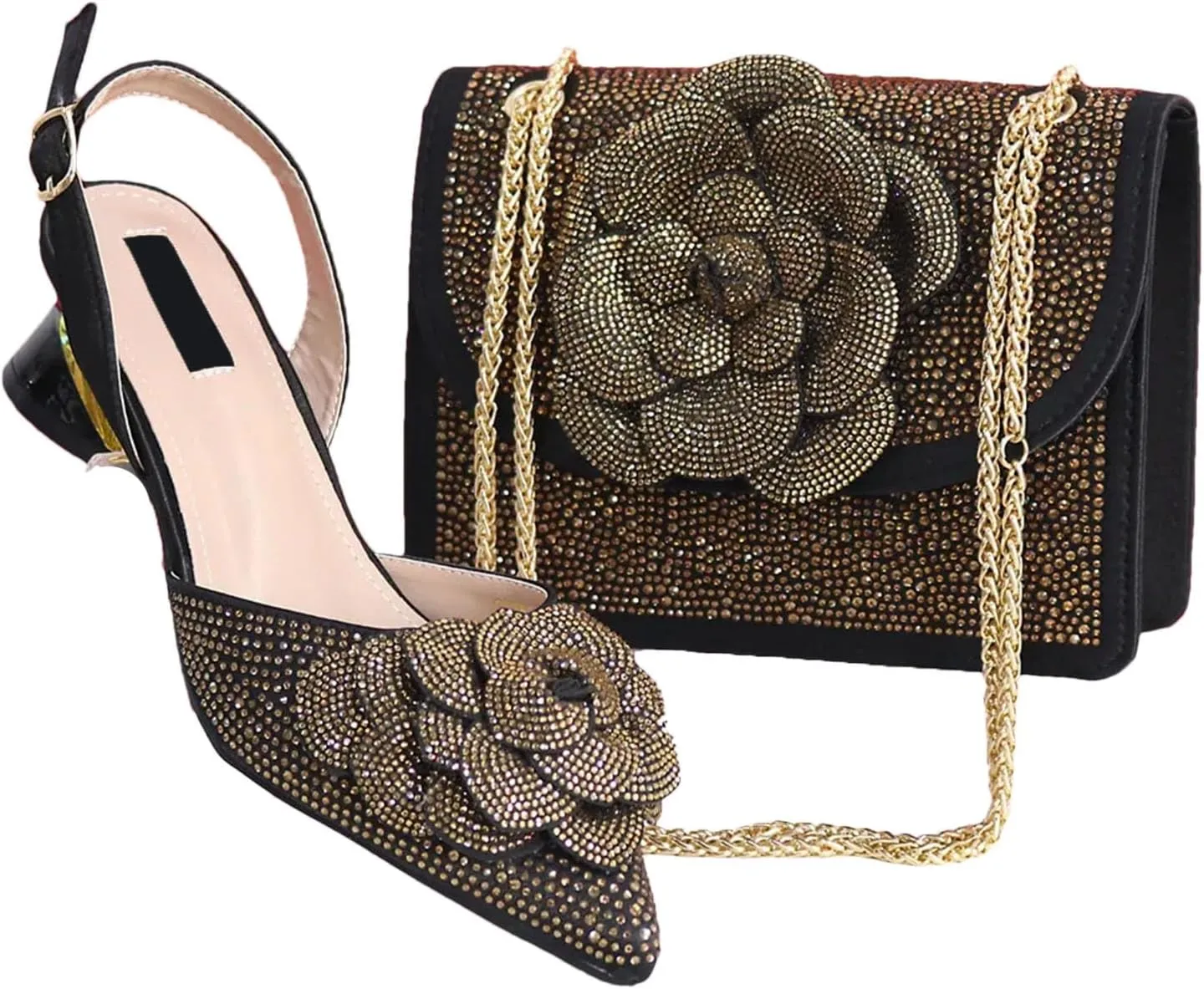 Women's Peach Knot Bridal Set - Pearl-Embellished Pumps & Durable Clutch for Nigerian Wedding Receptions