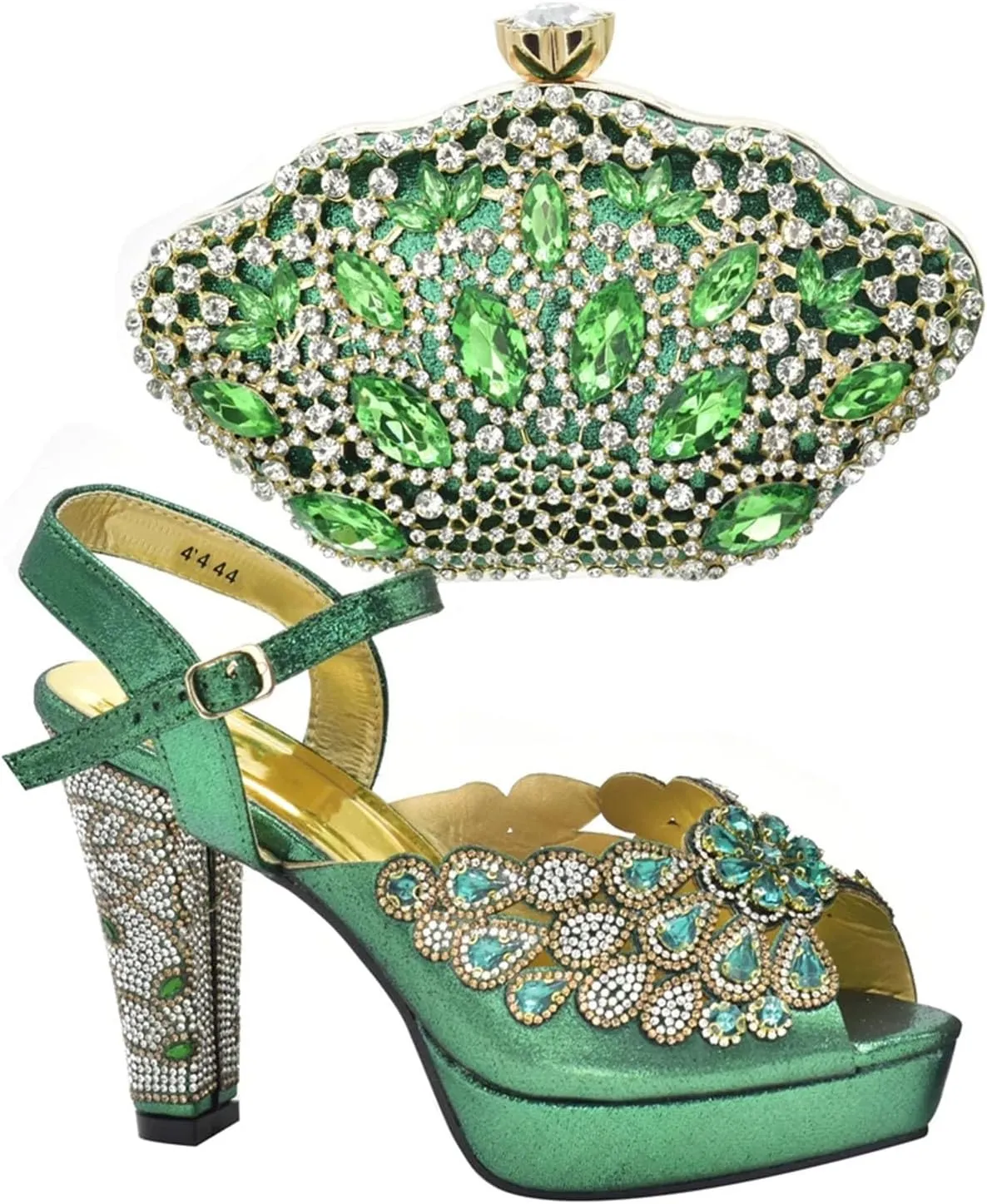 Women's Plus Size African-Italian Bridal Set - Rhinestone Party Pumps & Clutch for Nigerian Womens Wedding Celebrations