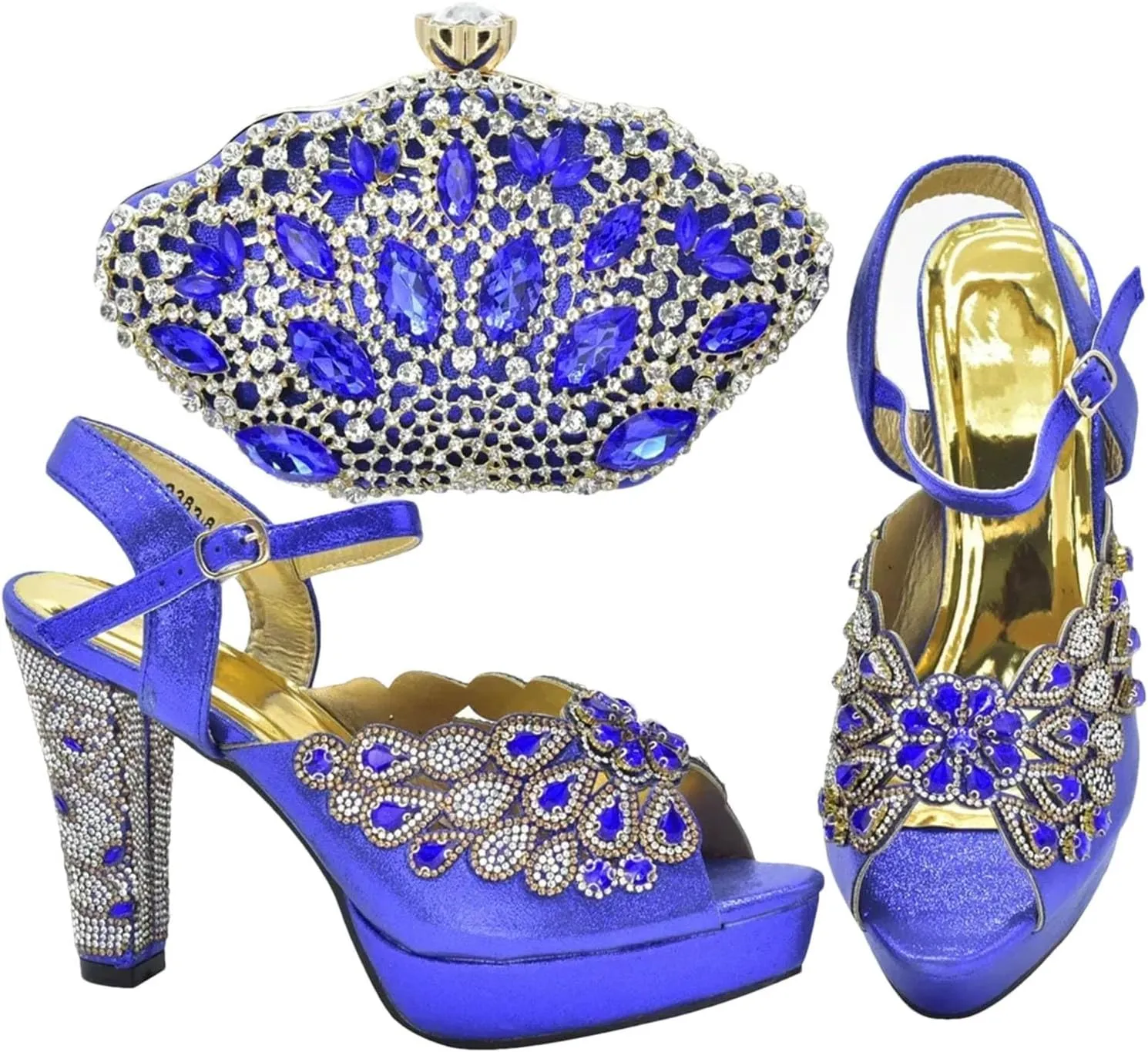 Women's Plus Size African-Italian Bridal Set - Rhinestone Party Pumps & Clutch for Nigerian Womens Wedding Celebrations