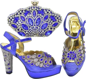 Women's Plus Size African-Italian Bridal Set - Rhinestone Party Pumps & Clutch for Nigerian Womens Wedding Celebrations