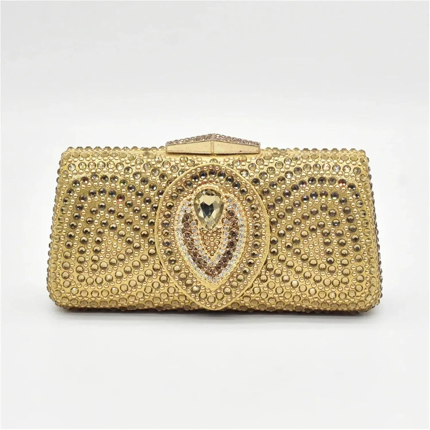 Women's Plus Size Italian Shoe & Bag Set - Rhinestone Pumps & Clutch for African Women's Weddings