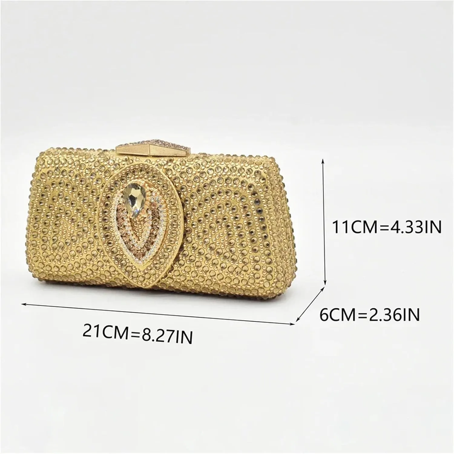 Women's Plus Size Italian Shoe & Bag Set - Rhinestone Pumps & Clutch for African Women's Weddings