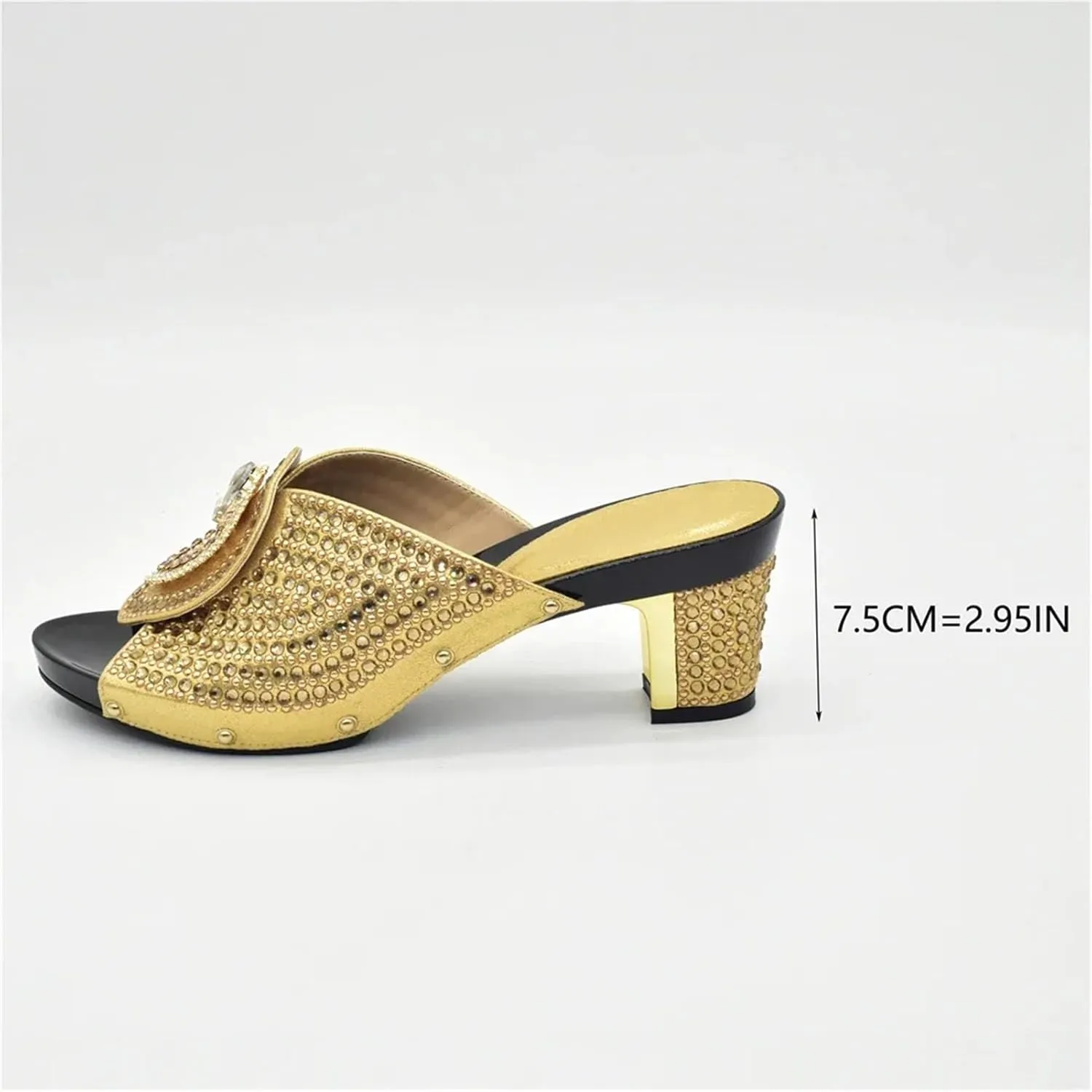 Women's Plus Size Italian Shoe & Bag Set - Rhinestone Pumps & Clutch for African Women's Weddings