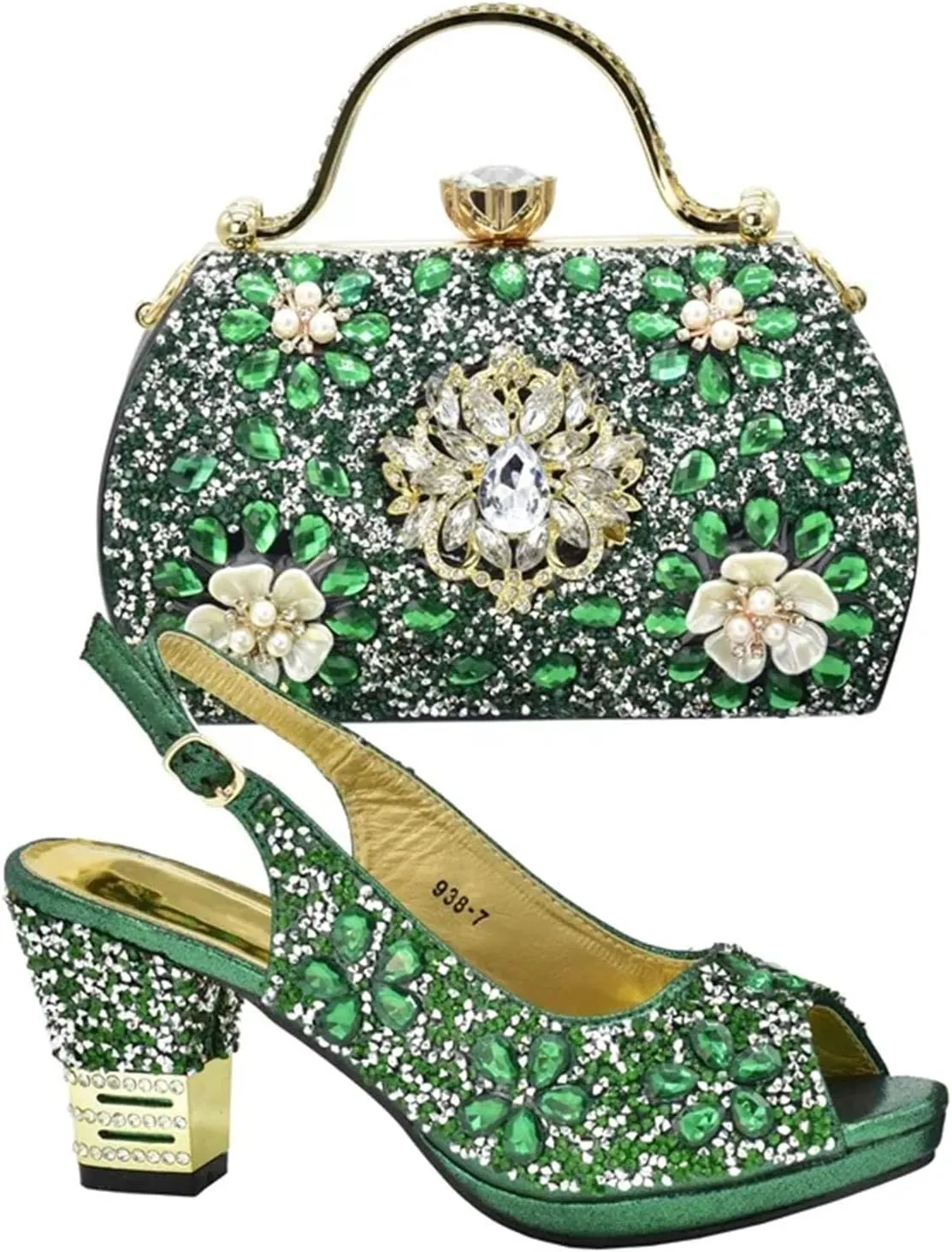 Women's Purple Italian Bridal Set - Rhinestone Wedding Shoes & Matching Evening Bag