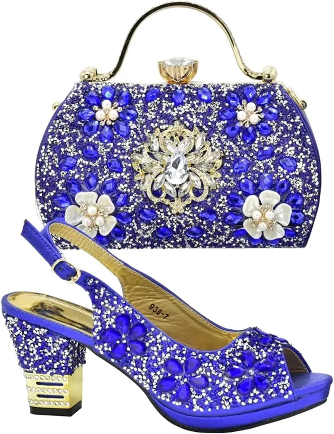 Women's Purple Italian Bridal Set - Rhinestone Wedding Shoes & Matching Evening Bag