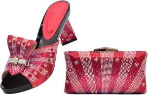 Women's Red African Shoe & Bag Set - Matching Pumps & Clutch for Nigerian Weddings and Evening Events