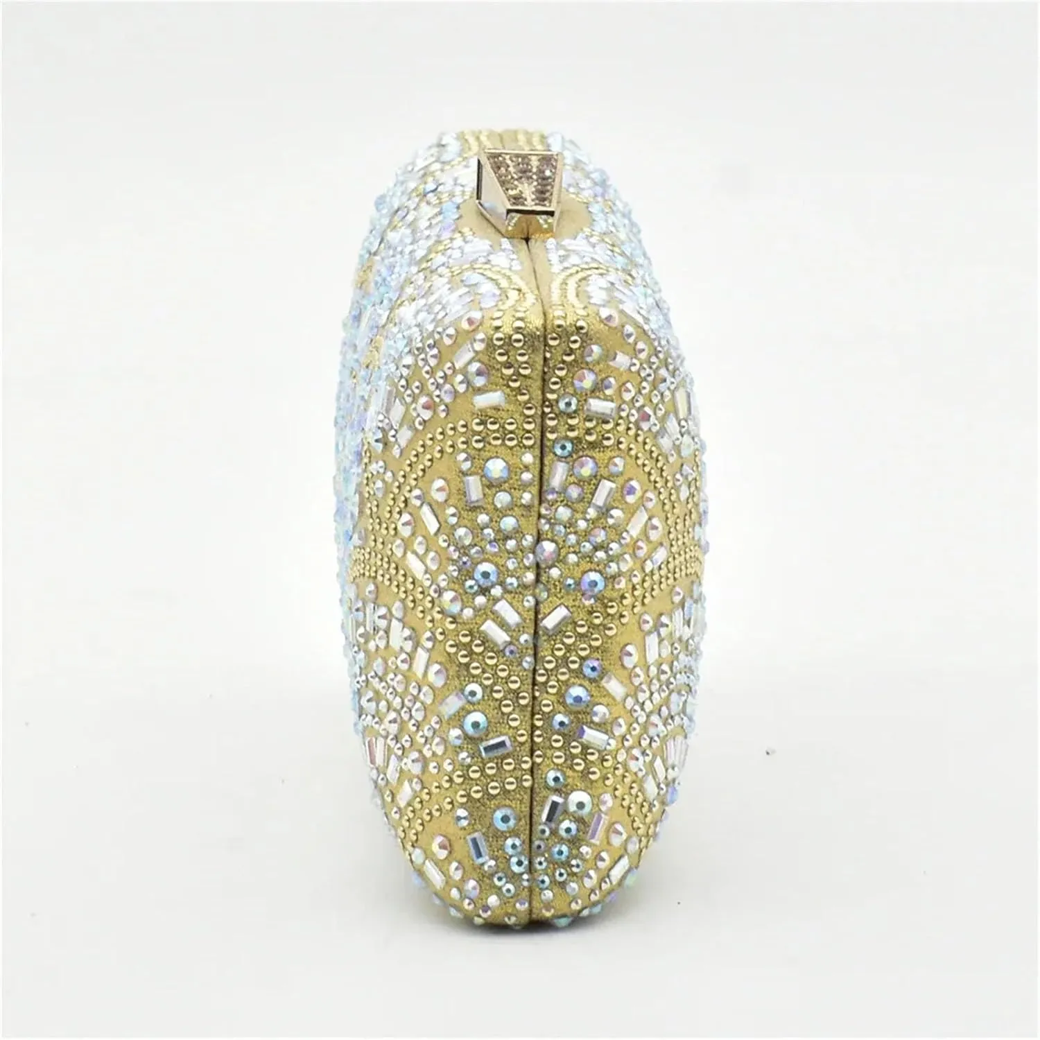 Women's Round Toe African Shoe & Bag Set - Rhinestone Pumps & Clutch for Nigerian Weddings and Parties