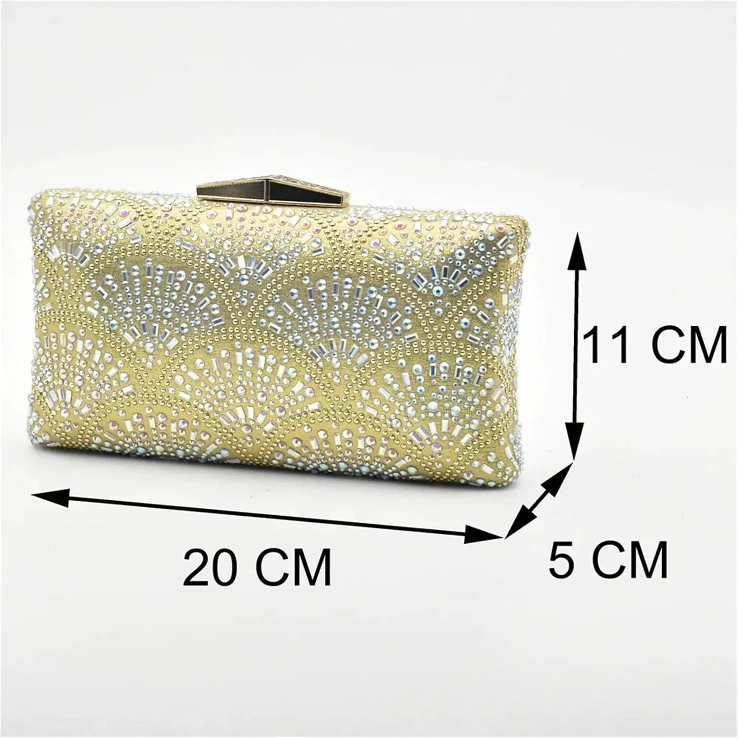 Women's Round Toe African Shoe & Bag Set - Rhinestone Pumps & Clutch for Nigerian Weddings and Parties