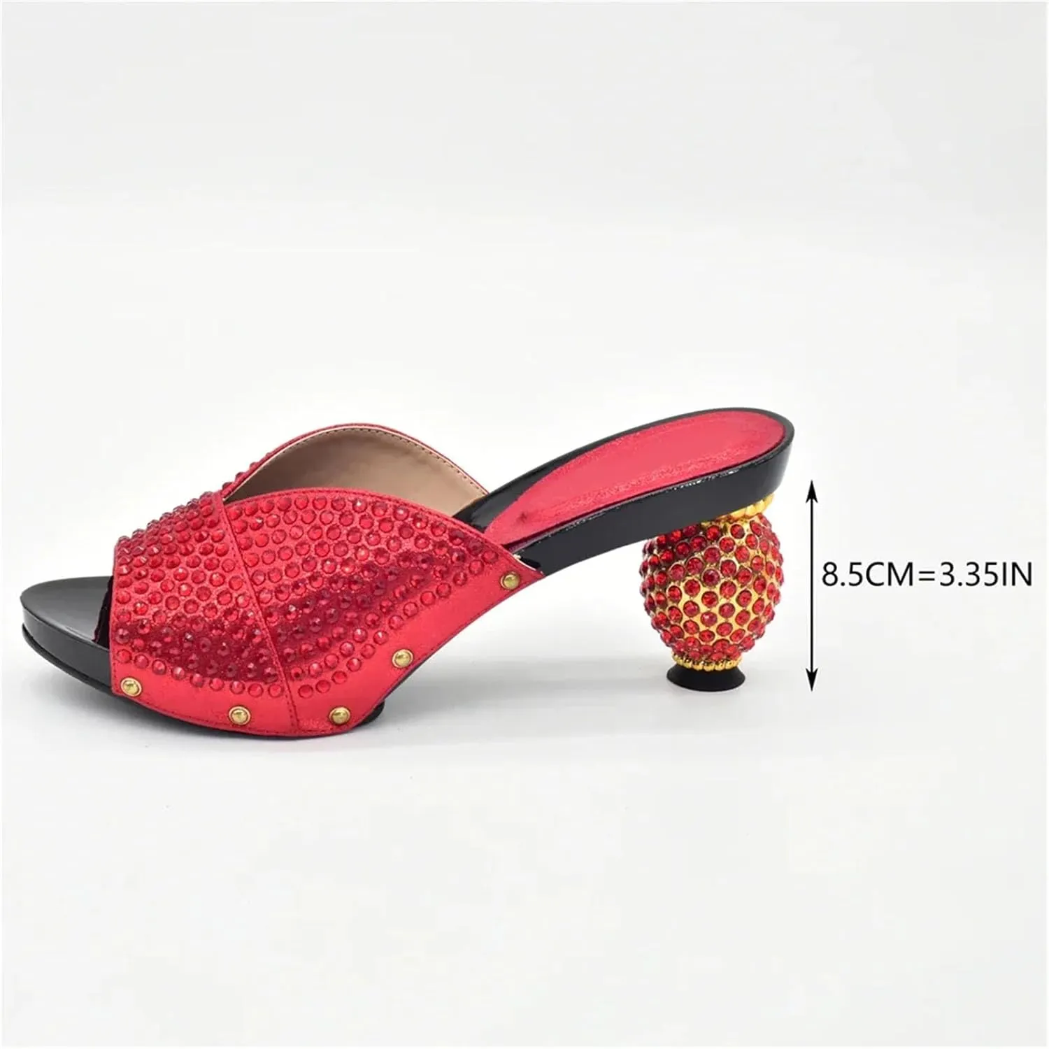 Women's Royal African Wedding Shoe & Bag Set - Handcrafted Crystal-Embellished Pumps with Gold-Tone Clutch for Grand Celebrations