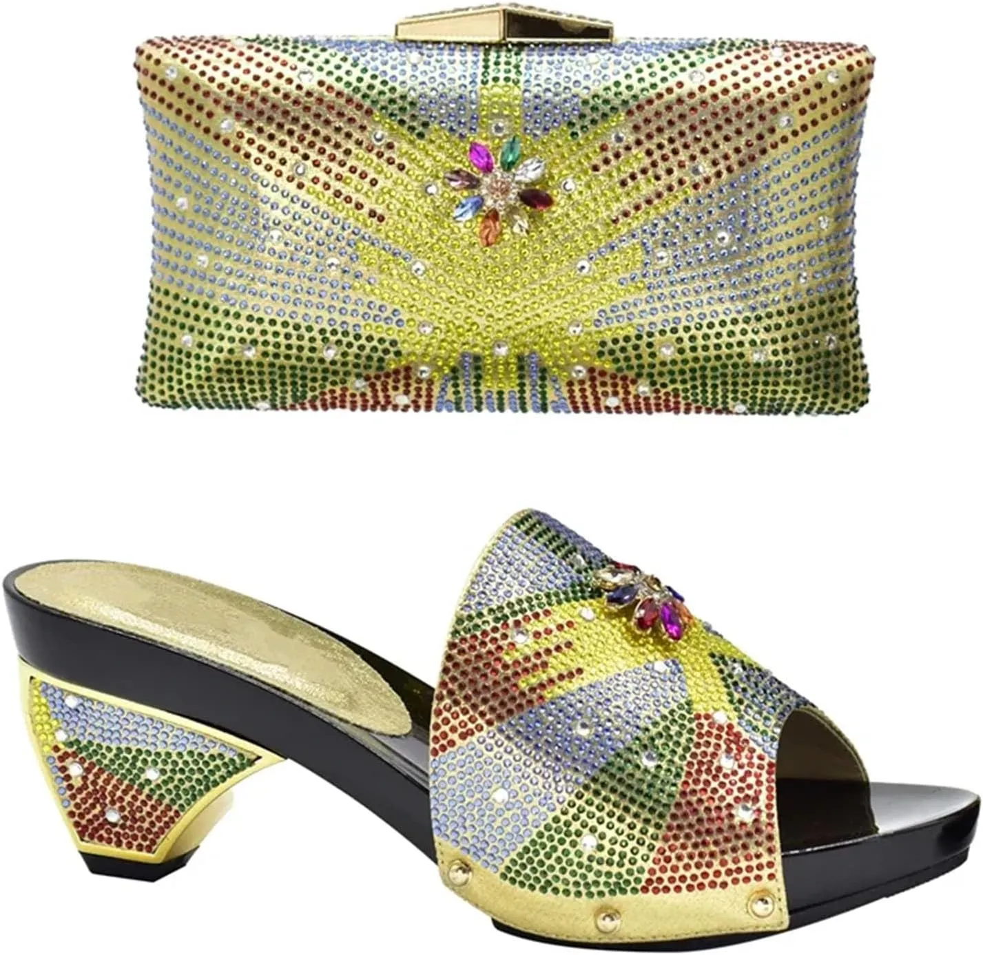 Women's Royal Blue African-Italian Set - Matching Pumps & Clutch for Nigerian Weddings and Evening Events