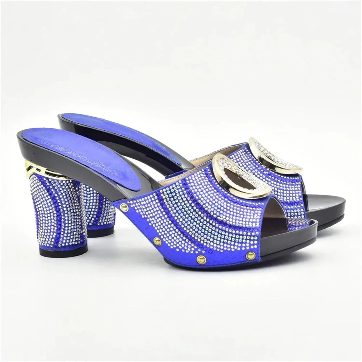 Women's Royal Blue African-Italian Set - Pumps & Clutch for Nigerian Weddings and Evening Parties