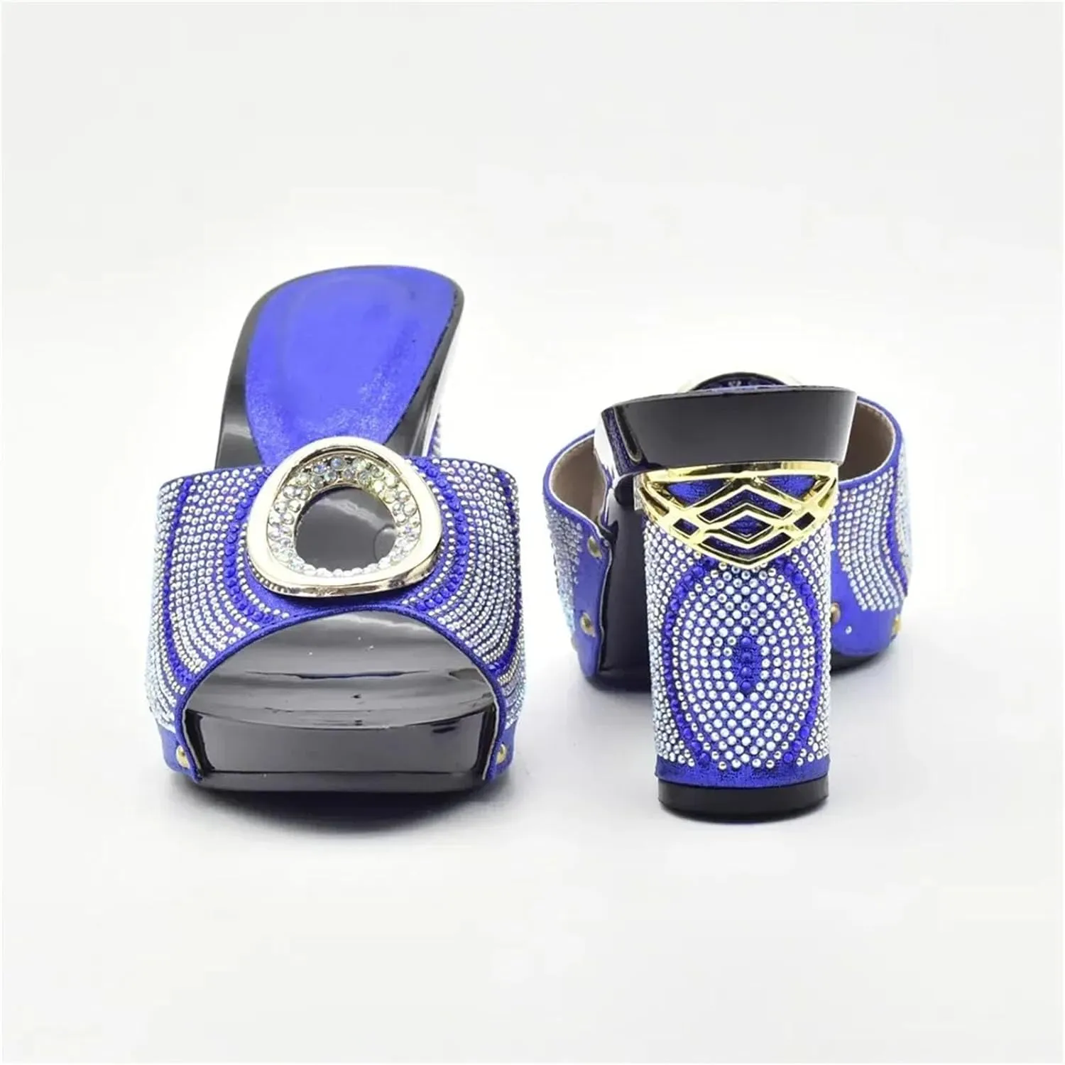 Women's Royal Blue African-Italian Set - Pumps & Clutch for Nigerian Weddings and Evening Parties
