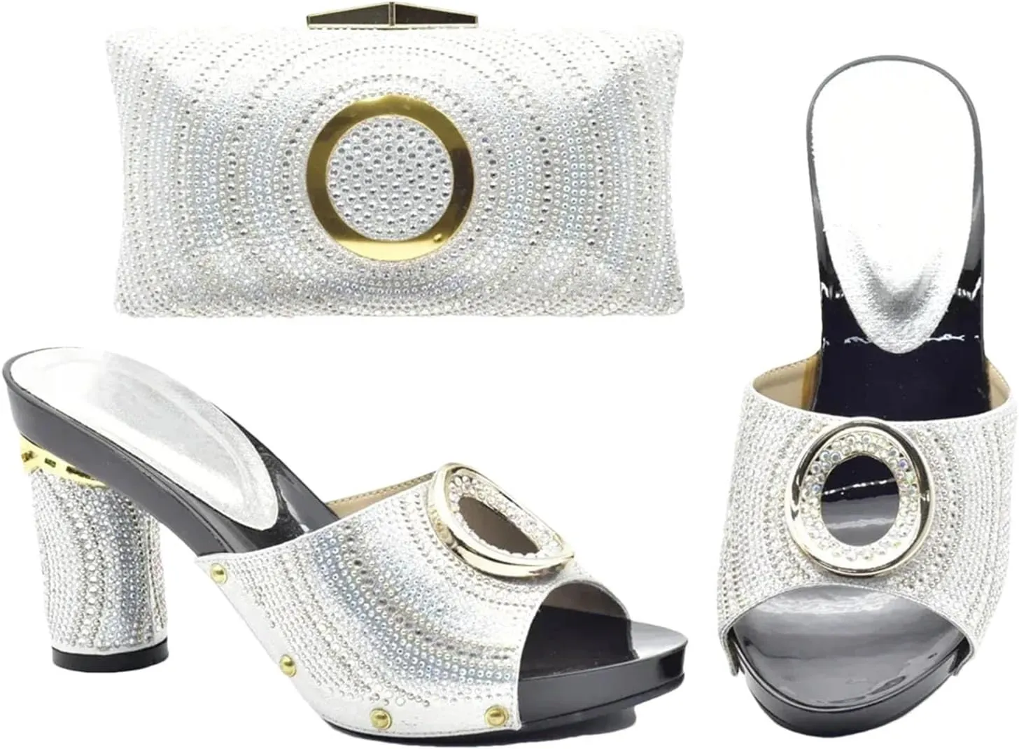 Women's Royal Blue African-Italian Set - Pumps & Clutch for Nigerian Weddings and Evening Parties