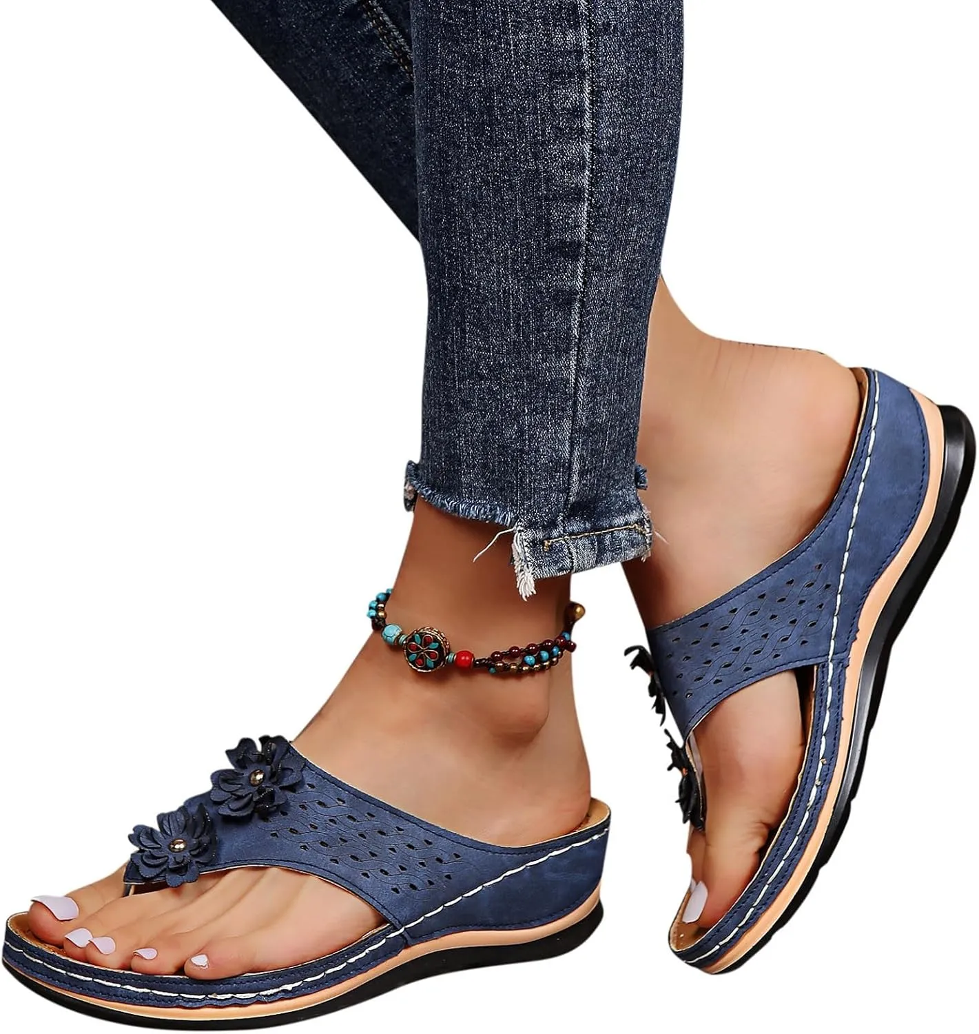 Women's Sandals 2024, Wedge Yoga Mat Walking Thong Sandals with Plantar Fasciitis Arch Support Orthopedic Sandals
